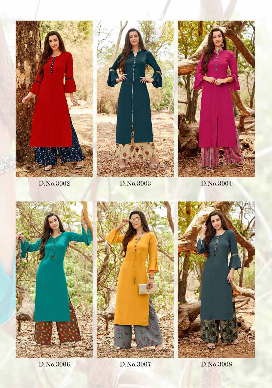Zurri Vol-3 Parra Studio Rayon Palazzo Wholesale Kurti Zurri Vol-3 Parra Studio Rayon Palazzo Wholesale Kurti